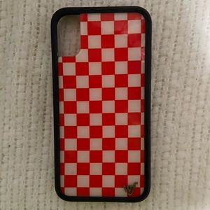 checkered red & white wildflower iphone x case